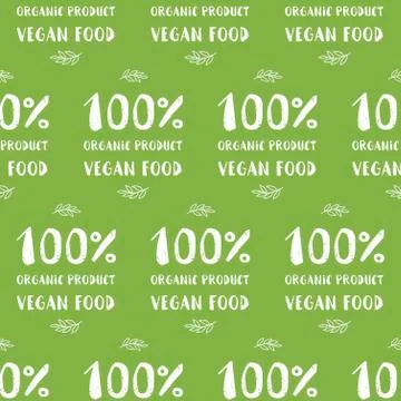 Hand-drawn typographic elements for design. Natural products and vegan food l Stock Illustration