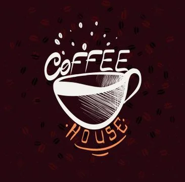 Hand drawn typography coffee poster illustration - vector Stock Illustration