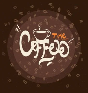 Hand drawn typography coffee poster illustration - vector 스톡 일러스트