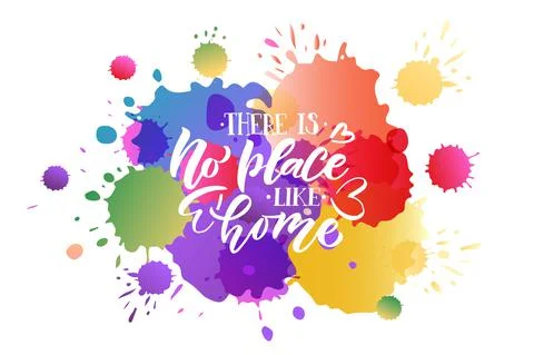 Hand drawn typography poster There is no place like home. Home quote on textured Stock Illustration