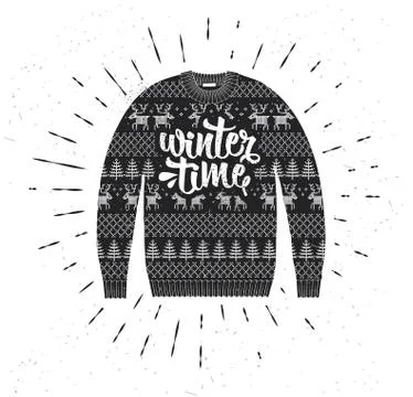 Hand drawn typography poster. Winter Time. Stock Illustration