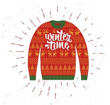 Hand drawn typography poster. Winter Time. Stock Illustration