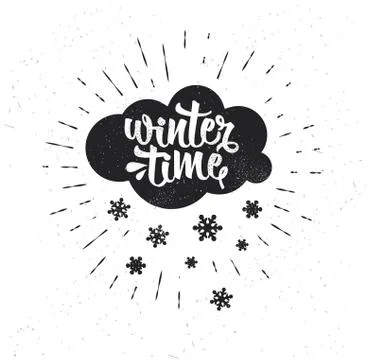 Hand drawn typography poster. Winter Time. Stock Illustration