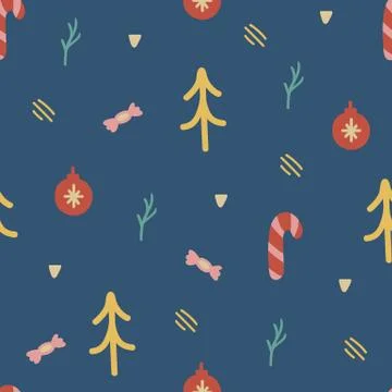 Hand drawn unique texture for greeting card. Christmas seamless pattern with Stock Illustration