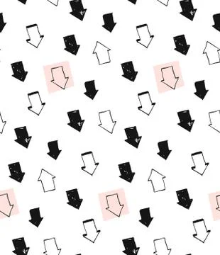 Hand drawn unusual creative vector abstract graphic arrows seamless pattern Stock Illustration