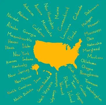 Hand Drawn USA states vector illustration Stock Illustration
