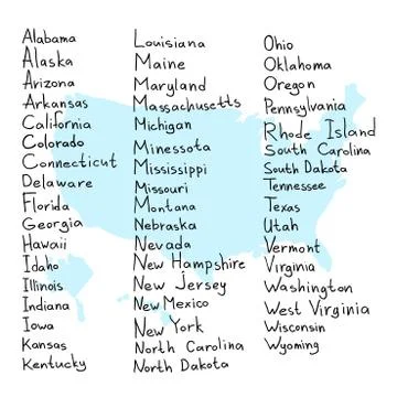 Hand Drawn USA states vector illustration Stock Illustration