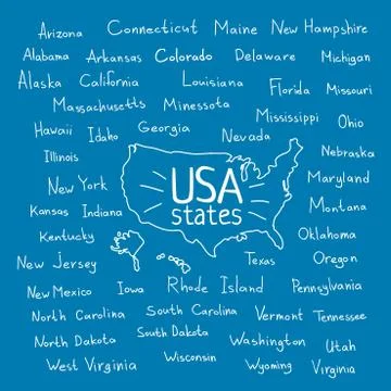 Hand Drawn USA states vector illustration Stock Illustration