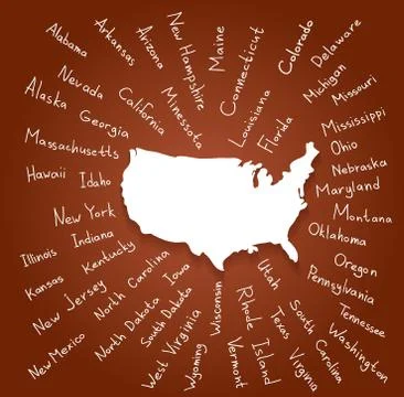 Hand Drawn USA states vector illustration Stock Illustration