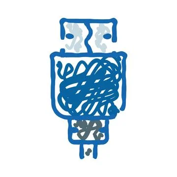 Hand drawn usb cable connection doodle Stock Illustration
