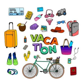 Hand Drawn Vacation Doodle Stock Illustration