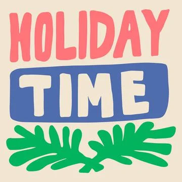 Hand Drawn Vacation Time Lettering Design Stock Illustration
