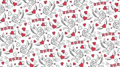 Hand drawn Valentine's Day background on a seamless loop Stock Footage 326350746