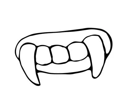 Hand Drawn Vampire Teeth Fangs Costume Accessory Line Art Doodle Illustrati.. Stock Illustration