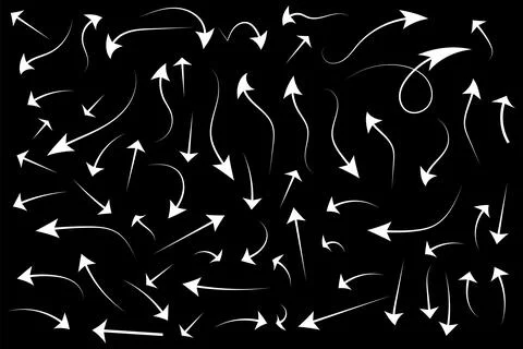 Hand drawn various direction arrows icons doodle illustration. Stock Illustration