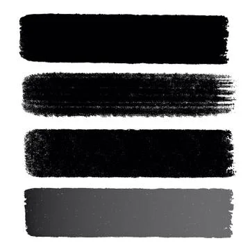 Hand drawn various shapes brush strokes. Creative black thin paint brush line Stock Illustration