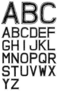 Hand drawn vector abc, font, 3d, alphabet Stock Illustration
