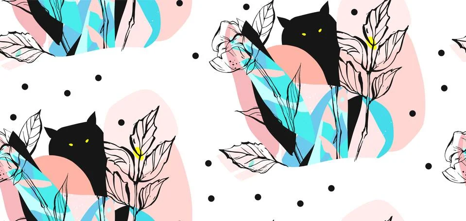 Hand drawn vector abstract artistic creative artworks illustrations seamless Stockillustratie