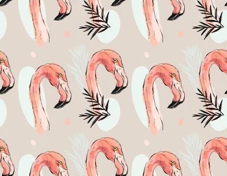 Hand drawn vector abstract artistic seamless pattern of tropical exotic paradise 스톡 일러스트