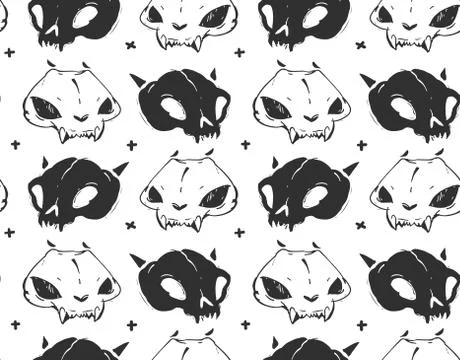 Hand drawn vector abstract artistic freehand textured ink seamless pattern with Stock Illustration