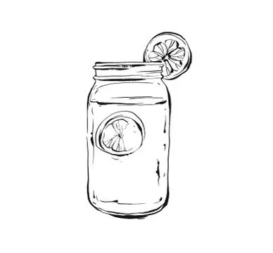 Hand drawn vector abstract artistic cooking ink sketch illustration of tropical Stock Illustration