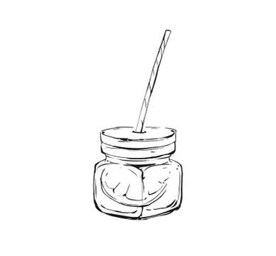 Hand drawn vector abstract artistic cooking ink sketch illustration of tropical Stock Illustration