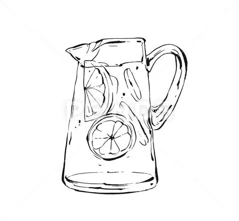 Hand drawn vector abstract artistic cooking ink sketch illustration of tropical Stock Illustration