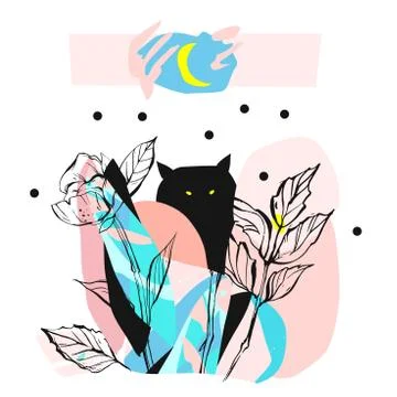 Hand drawn vector abstract artistic creative artwork illustration with black Stock Illustration