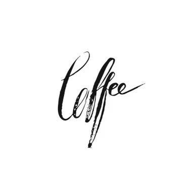 Hand drawn vector abstract artistic ink sketch drawing handwritten coffee word Stock Illustration