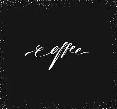 Hand drawn vector abstract artistic ink sketch drawing handwritten coffee word Stock Illustration