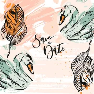 Hand drawn vector abstract artistic texture unusual save the date card template 스톡 일러스트