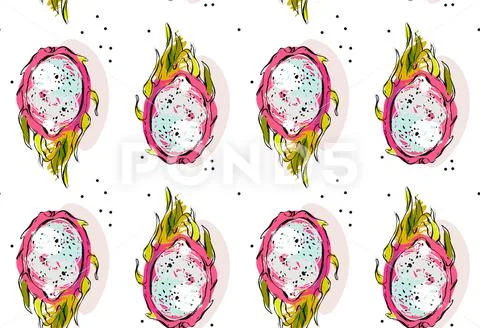 Hand drawn vector abstract bright unusual seamless pattern with exotic tropical 库存插图