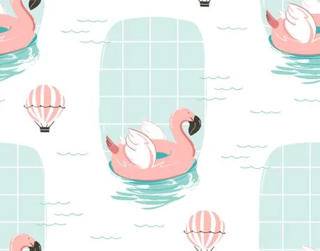 Hand drawn vector abstract cartoon summer time fun illustration seamless pattern Stock Illustration