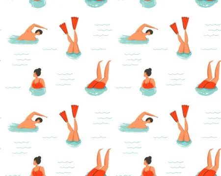 Hand drawn vector abstract cartoon summer time fun illustration seamless pattern Illustrazione stock