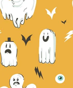 Hand drawn vector abstract cartoon Happy Halloween illustrations collection Stock Illustration