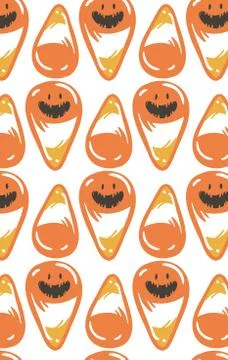 Hand drawn vector abstract cartoon Happy Halloween illustration seamless pattern Stock Illustration
