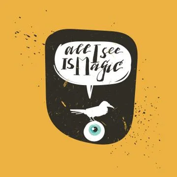 Hand drawn vector abstract cartoon Happy Halloween illustration poster or stamp Stock Illustration