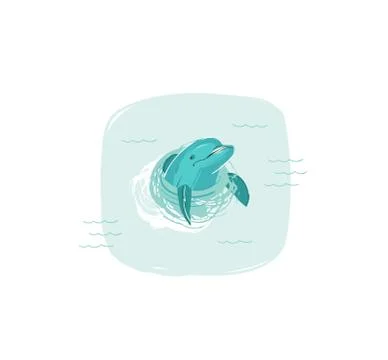 Hand drawn vector abstract cartoon summer time fun illustration with swimming Illustrazione stock
