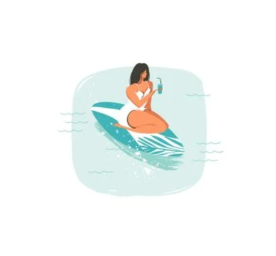 Hand drawn vector abstract cartoon summer time fun illustrations icon with Illustrazione stock