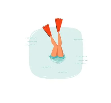 Hand drawn vector abstract cartoon summer time fun illustrations icon with Stock Illustration