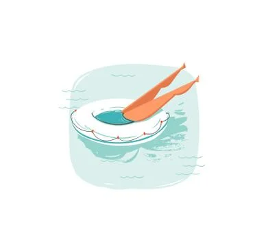 Hand drawn vector abstract cartoon summer time fun illustrations icon with Stock Illustration