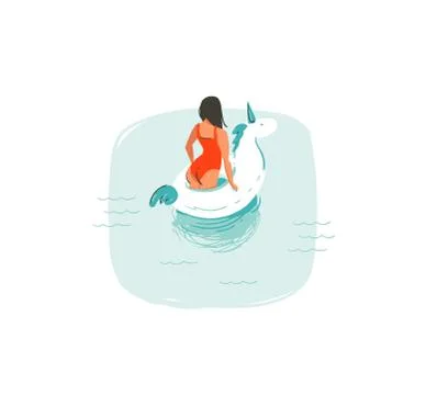 Hand drawn vector abstract cartoon summer time fun illustrations icon with Stock Illustration