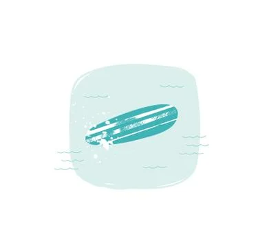 Hand drawn vector abstract cartoon summer time fun illustration with surfboard Stock Illustration