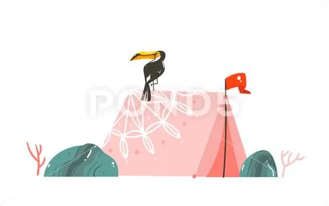 Hand drawn vector abstract cartoon graphic summer time illustrations border with Stock Illustration