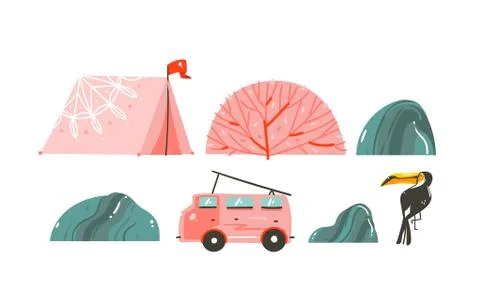 Hand drawn vector abstract cartoon graphic summer time illustrations border with Stock Illustration