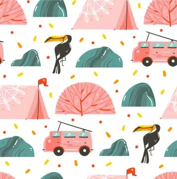 Hand drawn vector abstract cartoon graphic summer time illustrations collection Illustrazione stock