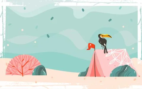 Hand drawn vector abstract cartoon summer time graphic illustrations template Stock-Illustration