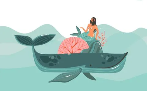 Hand drawn vector abstract cartoon summer time graphic illustrations art Stock Illustration