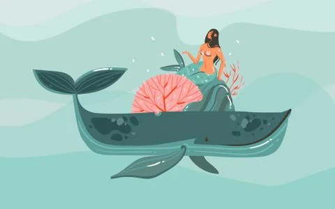 Hand drawn vector abstract cartoon summer time graphic marine illustrations art Stock Illustration