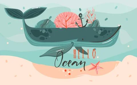 Hand drawn vector abstract cartoon summer time graphic illustrations art Stock-Illustration